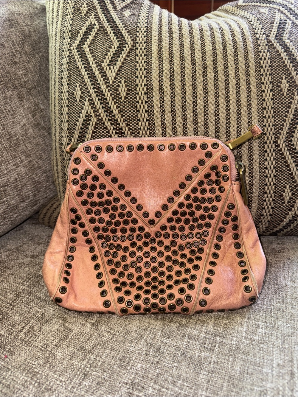 Kooba Pink Leather Studded Crossbody Bag